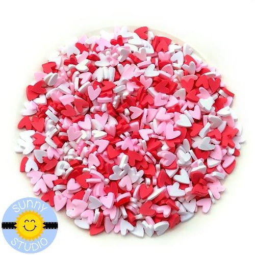 Sunny Studio Stamps 5mm Red, Pink & White Clay Heart Confetti Embellishments for Shaker Cards
