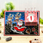 Sunny Studio Countdown To Christmas Santa, Reindeer & Sleigh Holiday Advent Calendar Card using Cityscape Metal Cutting Dies