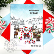 Sunny Studio Santa & Reindeer with Candy Canes & Gumdrops Holiday Christmas Cards (using Reindeer Games 4x6 Clear Stamps)