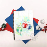 Sunny Studio Vintage Striped Ornament CAS Clean & Simple Holiday Christmas Card (using Retro Ornaments 4x6 Clear Stamps)