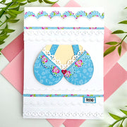 Sunny Studio Stamps Blue Floral Scalloped Lace Bra Friendship Card (using Stitched Heart 2 Metal Cutting Dies)