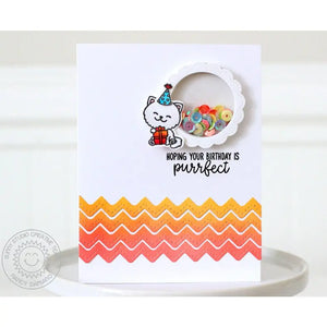 Sunny Studio Stamps Purrfect Birthday Shaker Window Kitty Cat Card by Nancy Damiano