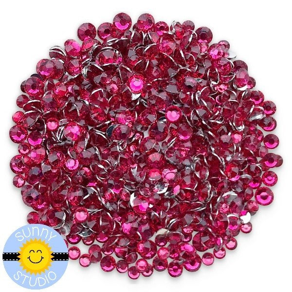 Sunny Studio Stamps Transparent Rubellite Hot Pink Fuchsia  Jewels Rhinestones Crystals- 3mm, 4mm & 5mm