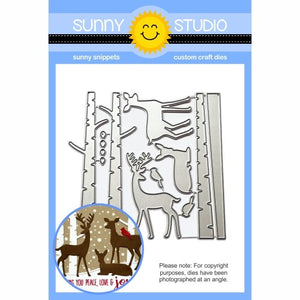 Sunny Studio Stamps Rustic Winter Birch Trees & Deer Metal Cutting Dies