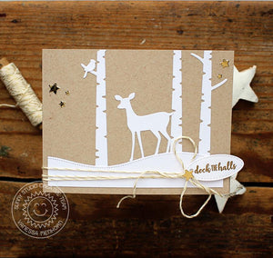 Sunny Studio Stamps CAS Clean & Simple Kraft & White Deer Christmas Card (using Rustic Winter Metal Cutting dies)