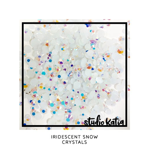 Studio Katia Iridescent Snow White Crystals 3mm, 4mm, 5mm & 6mm Gems Jewels Gemstones Embellishment Mix