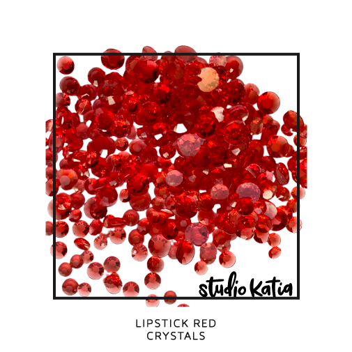Studio Katia July Birthstone Ruby Lipstick Red Transparent Crystals Embellishments