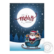 Sunny Studio Stamps Santa Claus Lane Sleigh with gifts and glowing moon Handmade Christmas Holiday Card by Anja