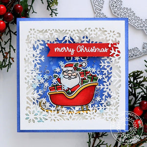 Sunny Studio Stamps Santa Claus Lane Handmade Holiday Christmas Snowflake Shaker Card by Juliana Michaels