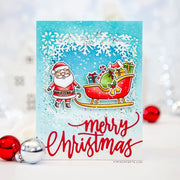 Sunny Studio Stamps Santa Claus Holiday Christmas Card by Keeway using Layered Snowflake Frame Craft Cutting Metal Dies