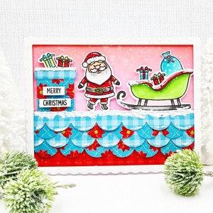 Sunny Studio Stamps Santa Claus with Sleigh & Chimney on Roof Holiday Christmas Card (using Joyful Holiday 6x6 Paper)