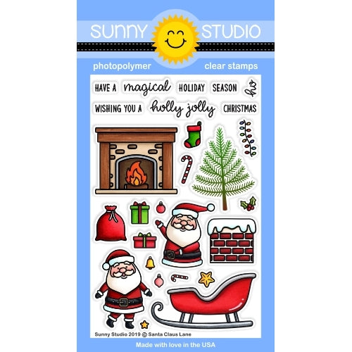 Sunny Studio Stamps Santa Claus Lane Christmas Holiday 4x6 Clear Photopolymer Stamp Set