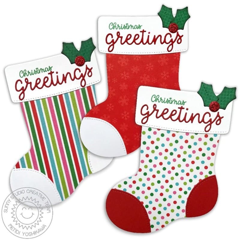 Sunny Studio Stamps Santa's Stockings Shaped Cards (using Holiday Cheer 6x6 Paper)