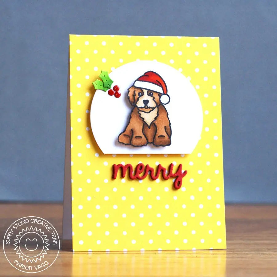 Sunny Studio Stamps Santa's Helpers Santa Puppy Dog Card