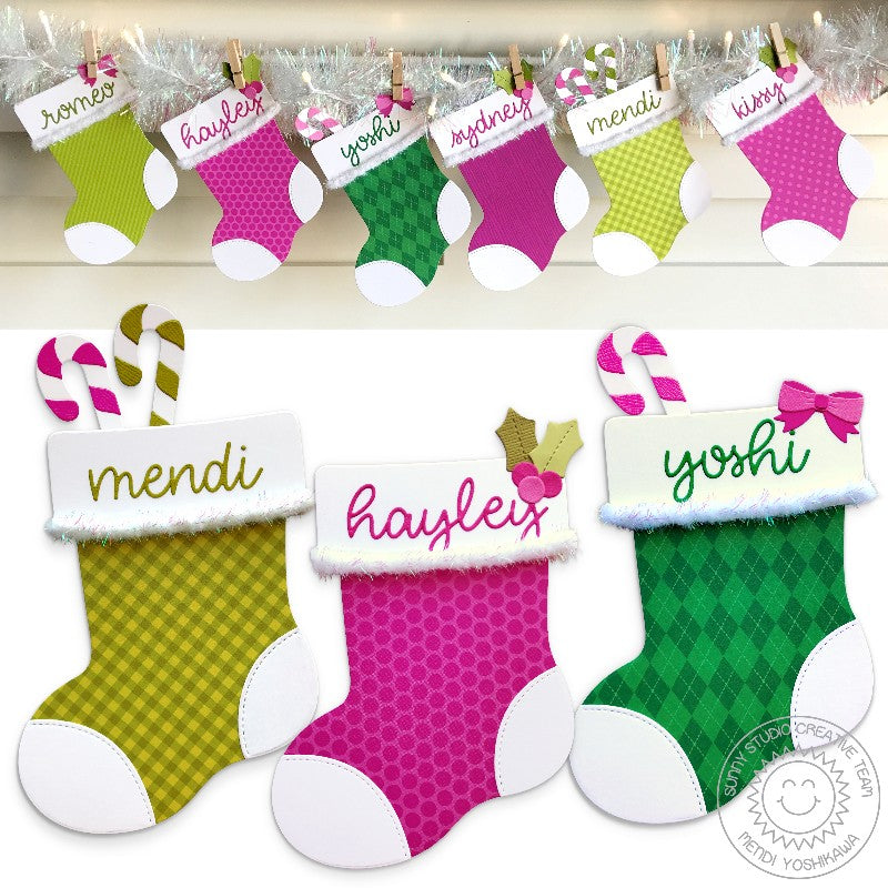 Sunny Studio Stamps Stocking Christmas Banner using Loopy Letters Alphabet Dies