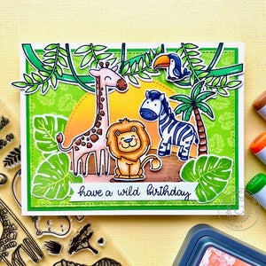 Sunny Studio Have A Wild Birthday Giraffe, Lion & Zebra Handmade Greeting Card for Kids using Savanna Safari 4x6 Clear Stamps