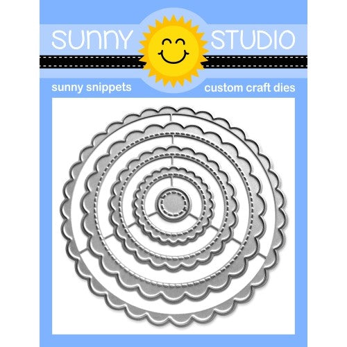 Sunny Studio Stamps Stitched SCALLOPED CIRCLE MAT 1 Metal Cutting Dies - Nesting 5-piece Set