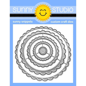 Sunny Studio Stamps Stitched SCALLOPED CIRCLE MAT 1 Metal Cutting Dies - Nesting 5-piece Set
