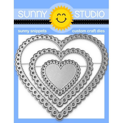 Sunny Studio Stamps 3-piece Scalloped Heart Metal Cutting Die Set  SSDIE-286