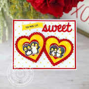 Sunny Studio Stamps You Make Life Sweet Penguin Scalloped Valentine's Day Card (using Quilted Heart Background Cutting Die)