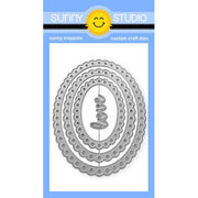 Sunny Studio Stamps Scalloped Oval Mats 2 with Love Word Stitched Lacy Metal Cutting Die 4-piece Set