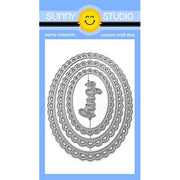 Sunny Studio Stamps Scalloped Oval Mats 3 with Hugs Word Stitched Dot Metal Cutting Die 4-piece Set