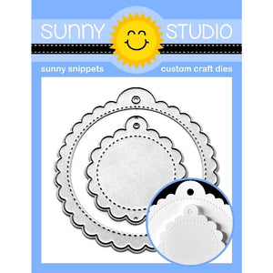 Sunny Studio Stamps Scalloped Tag Circle Stitched Scallop Metal Cutting Dies 2-piece Set