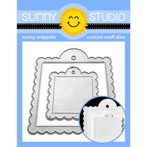 Sunny Studio Stamps Stitched Scallop Scalloped Square Metal Cutting Dies 2-piece Set