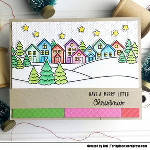 Sunny Studio Stamps Scenic Route Have A Merry Little Christmas Rainbow Ton with hanging stars Holiday Card