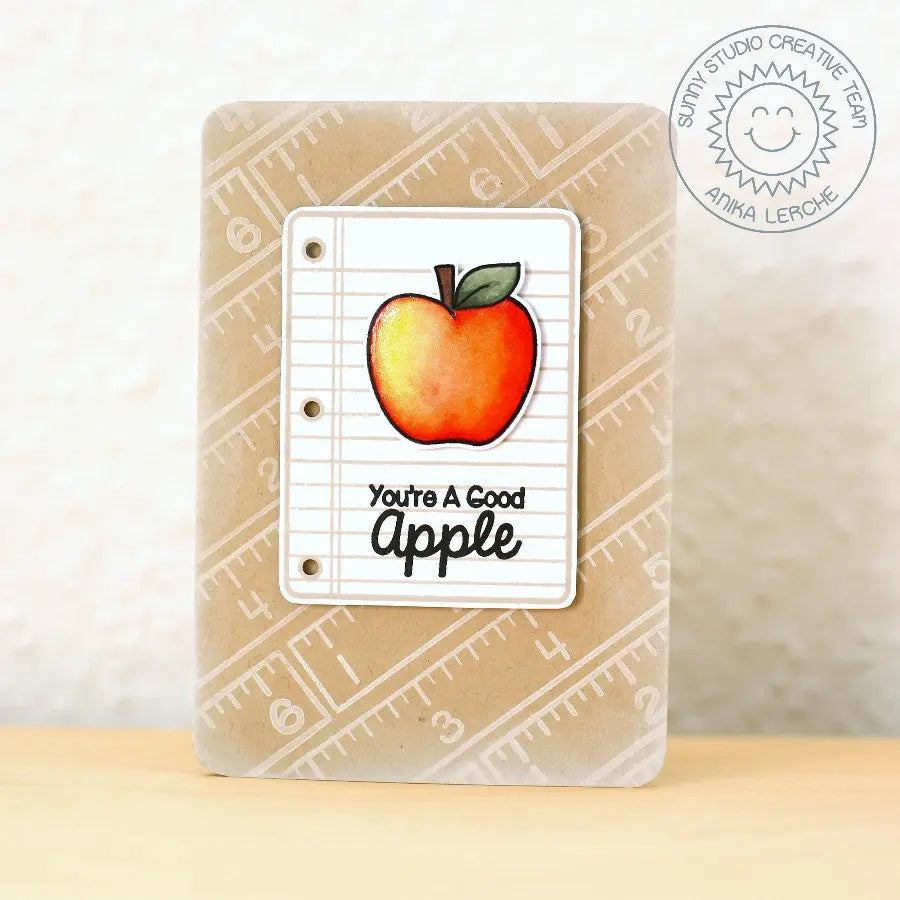 Sunny Studio Stamps School Time You're a Good Apple Kraft Card