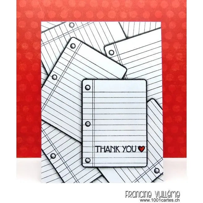Sunny Studio Stamps School Time Thank You Scattered Notebook Paper Card