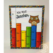 Sunny Studio Stamps School Time You Rule Teacher Owl & Rainbow Ruler Card