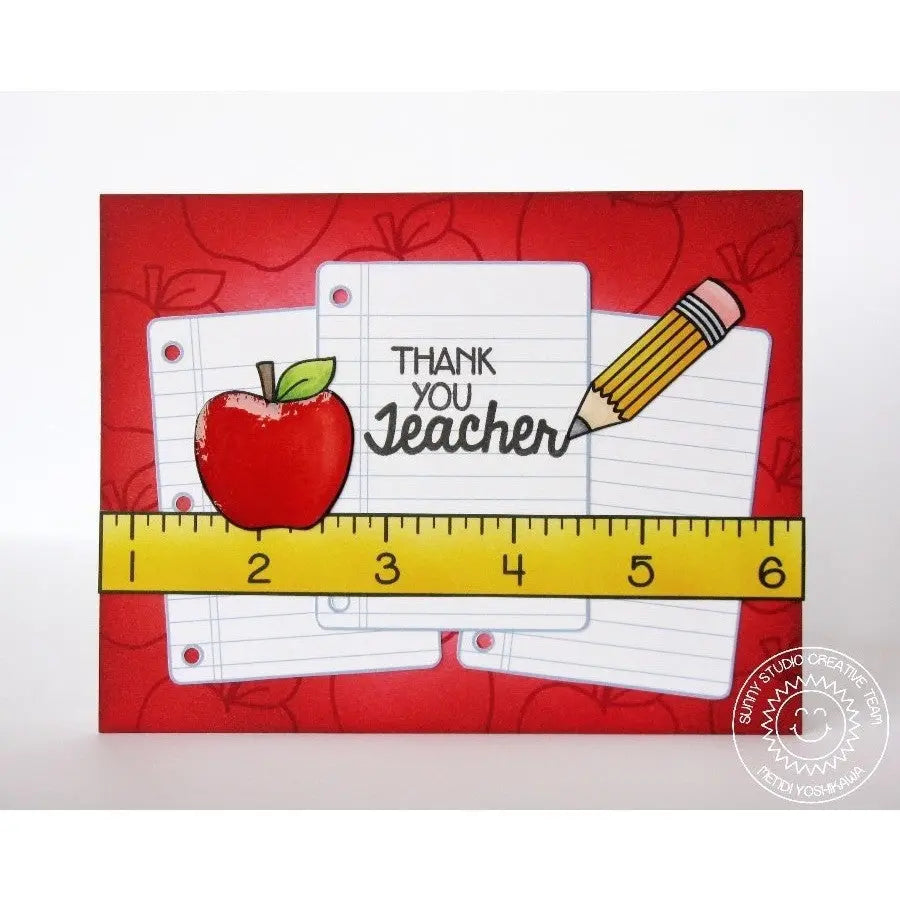 Sunny Studio Stamps School Time Apple For Teacher Thank You Card