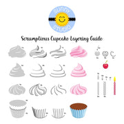 Sunny Studio Scrumptious Cupcakes 4x6 Clear Layered Stamps Layering Guide Alignment Chart SSCL-351