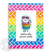 Sunny Studio Stamps Sealiously Sweet Rainbow Seal Summer Card using Frilly Frames Herringbone  Background Metal Cutting Dies