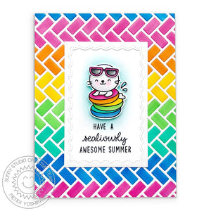 Sunny Studio Have A Sealiously Awesome Summer Handmade Card (using Sealiously Sweet 4x6 Clear Photopolymer Stamp Set)