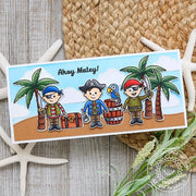 Sunny Studio Stamps Pirate Pals Ahoy Matey Elongated Summer Beach Themed Card by Juliana Michaels