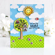 Sunny Studio Stamps Seasonal Trees Sunny Sentiments Card with Clouds and Sunshine