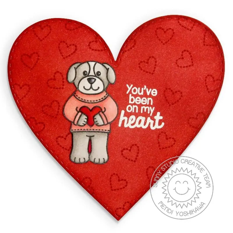 Sunny Studio Stamps Sending My Love Heart Shaped Puppy Dog Card