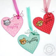 Sunny Studio Stamps Sweet Script Personalized Valentine's Day Stitched Heart Critter Gift Tags