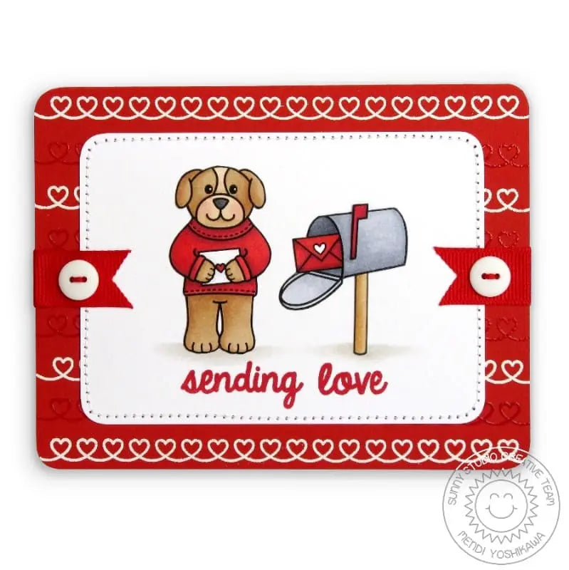 Sunny Studio Stamps Sending My Love Puppy With Mailbox Red Heart Card