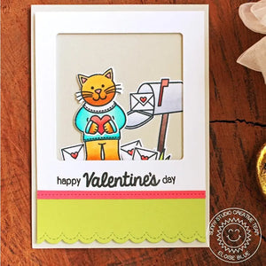 Sunny Studio Cat with Mailbox Happy Valentine's Day Card (using Sending My Love 4x6 Clear Stamps)