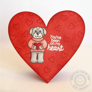 Sunny Studio Stamps Stitched Heart Shaped Valentine's Day Card