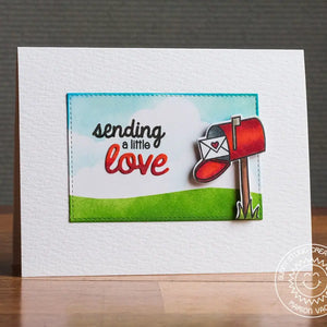 Sunny Studio Sending A Little Love Mailbox with Letter Valentine's Day Card (using Sending My Love 4x6 Clear Stamps)