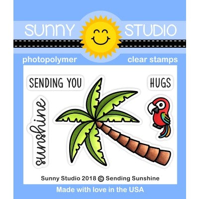 Sunny Studio Stamps Sending Sunshine Palm Tree & Parrot Mini Clear Photopolymer 2x3 Stamp Set