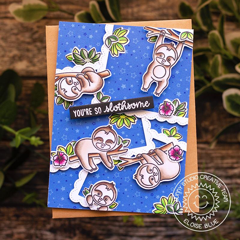 Sunny Studio Stamps Silly Sloths You're So Slothsome Hanging Sloth Card