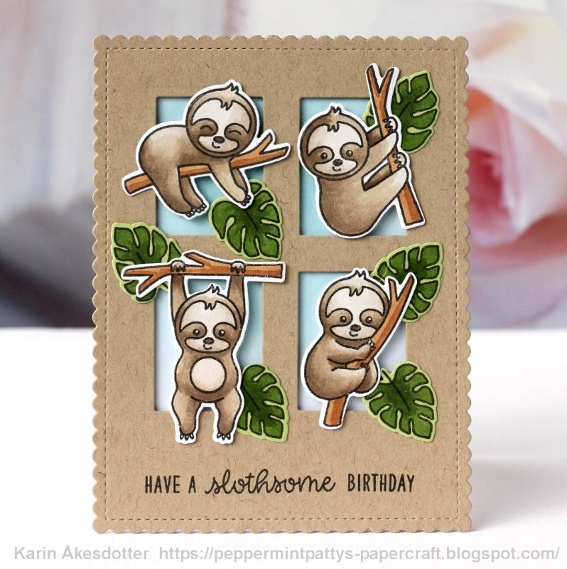 Sunny Studio Stamps Silly Sloths Slothsome Birthday Grid-style card by Karin