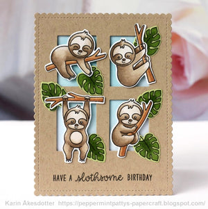 Sunny Studio Stamps Silly Sloths Slothsome Birthday Grid-style card by Karin