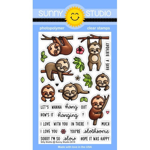 Sunny Studio Stamps Silly Sloths 4x6 Clear Photopolymer Stamp Set