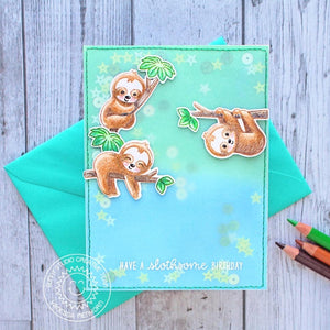 Sunny Studio Stamps Silly Sloths Vellum Sequin Shaker Card by Vanessa Menhorn